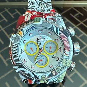 Invicta Zeus Graffiti Multi Color Graffiti Chronograph Watch. RARE